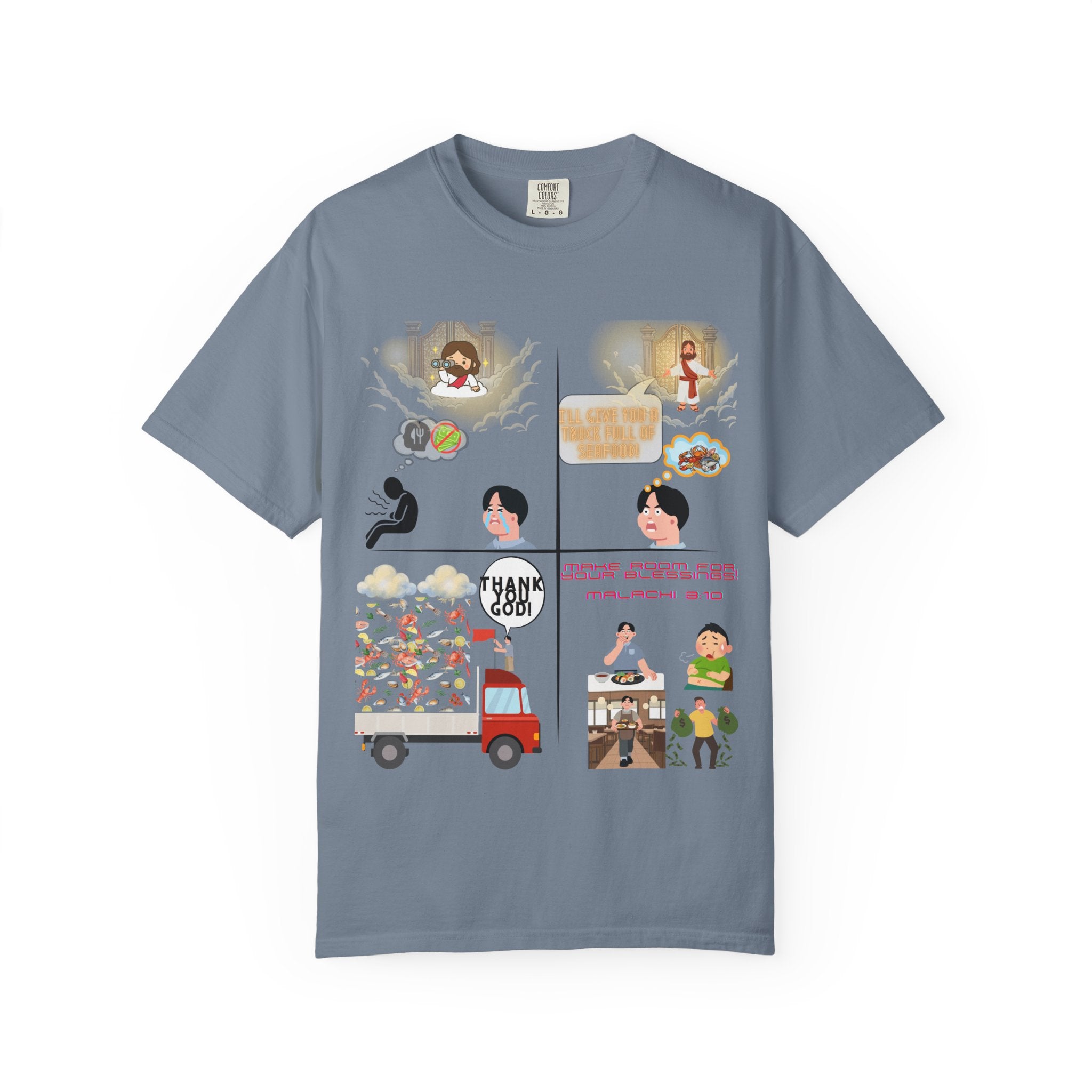 Graphic Panel T-Shirt — Cute Storyboard Illustrations "Make Room For Your Blessings"