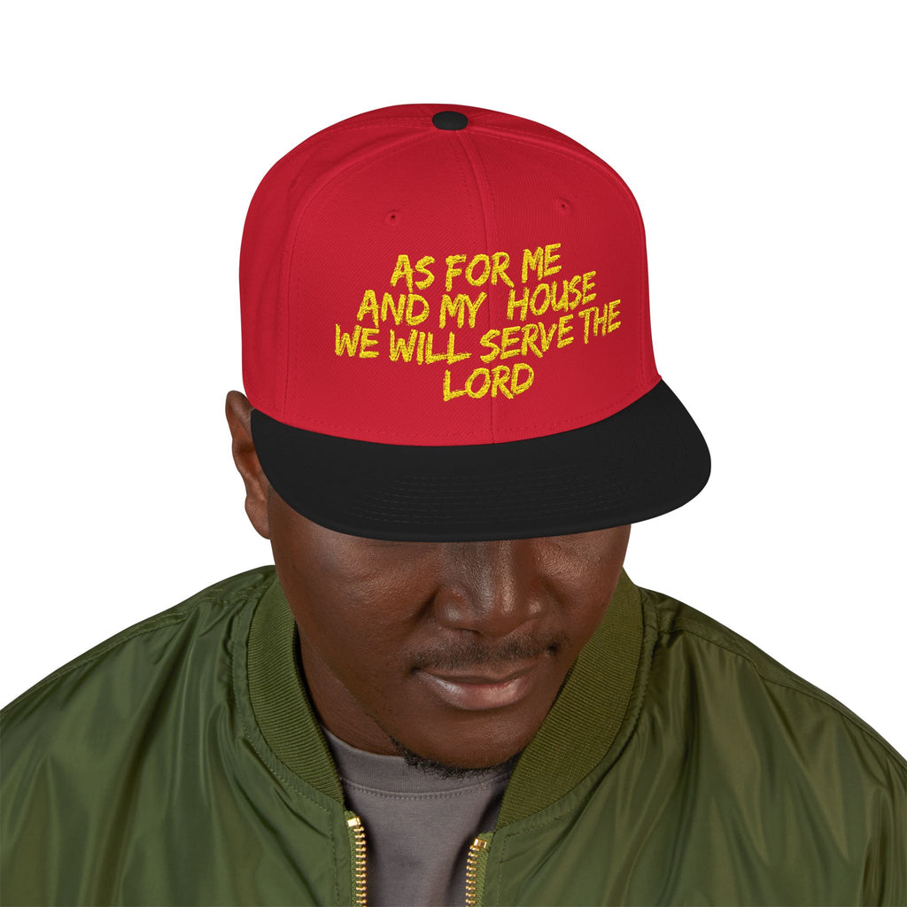 Embroidered Snapback Hat — “As For Me And My House, We Will Serve the Lord” Streetwear Cap
