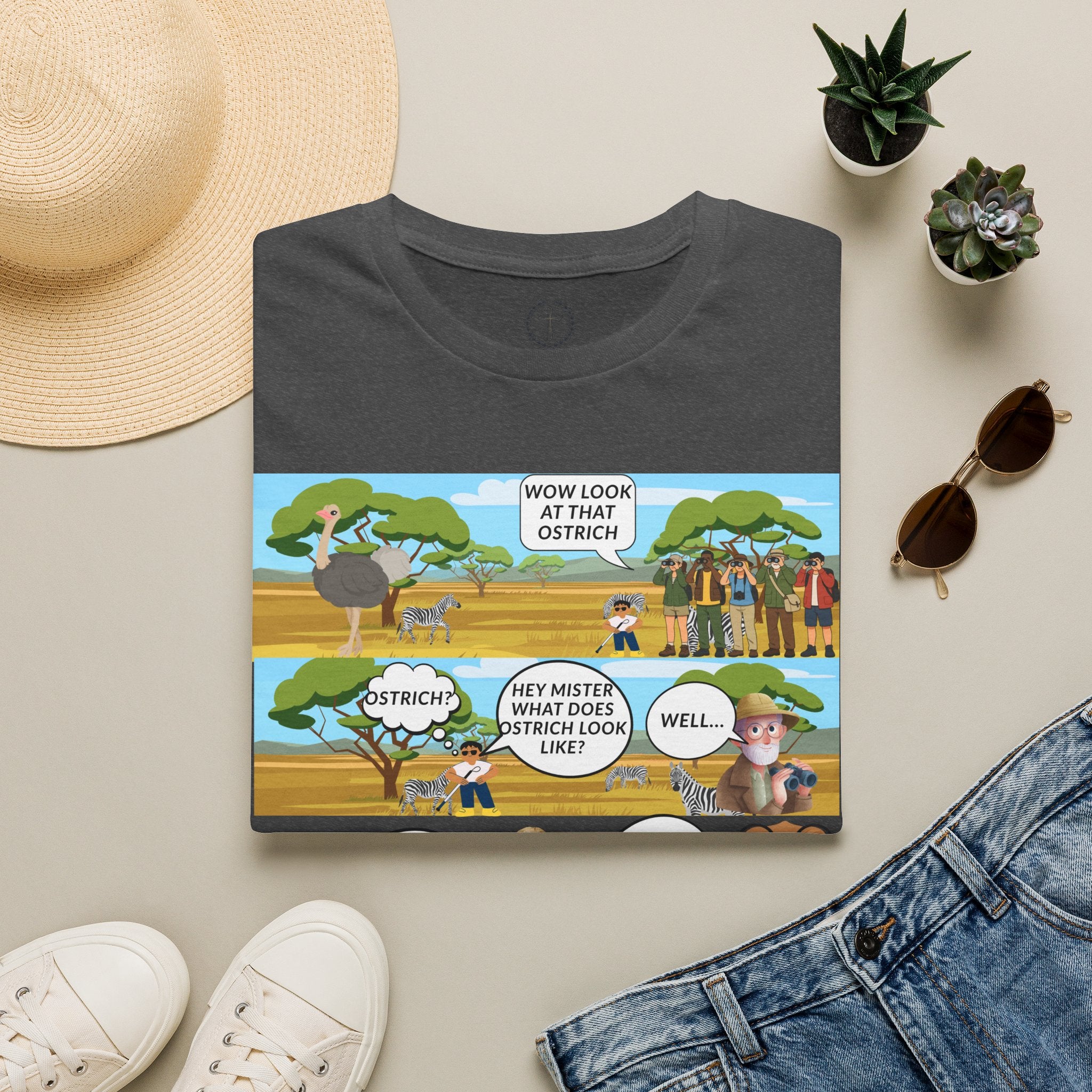 T-Shirt — Funny Biblical Ostrich Comic (Habakkuk 2:2-3)