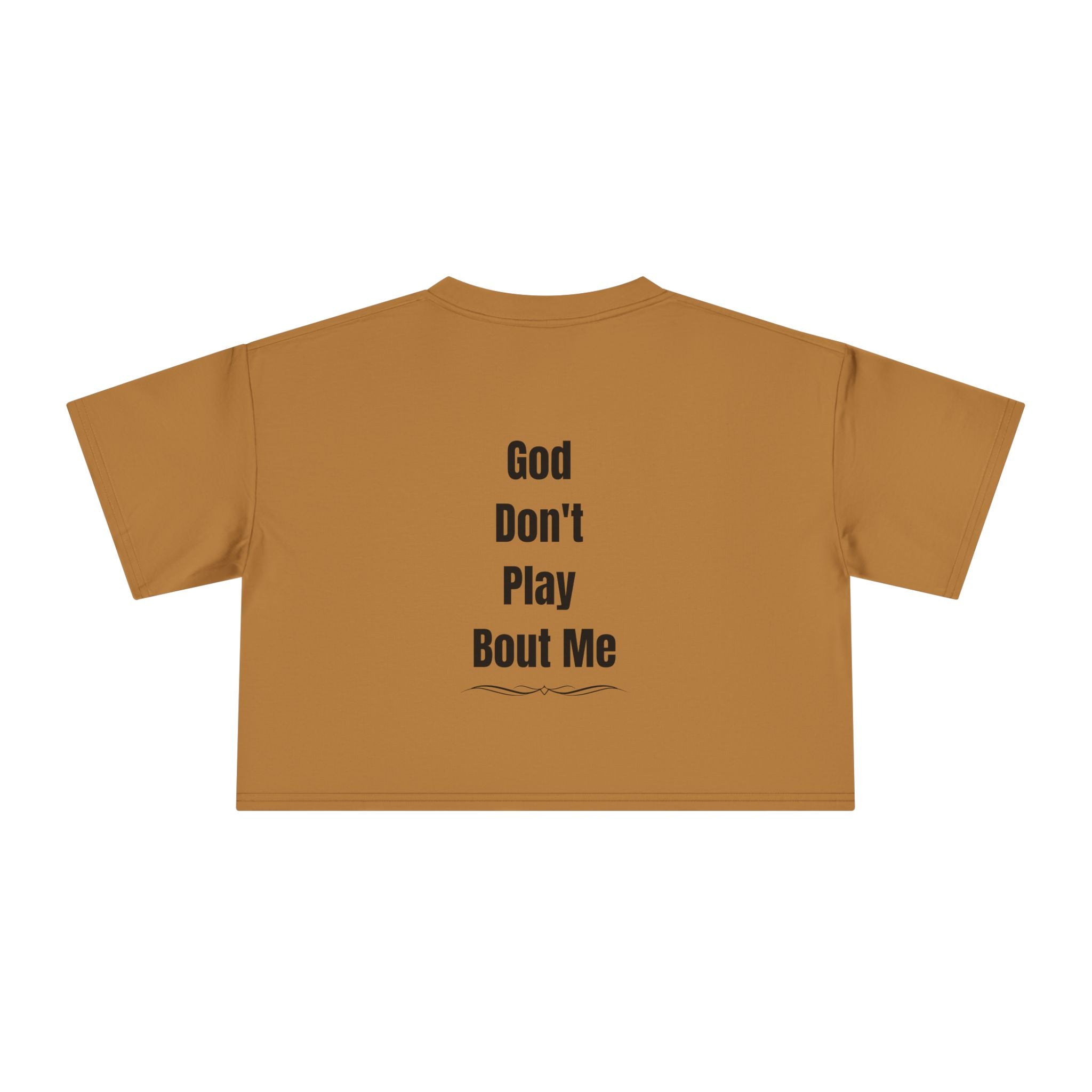 Child of God Crop Tee — "God Don't Play Bout Me" Christian Faith Women's Crop Top