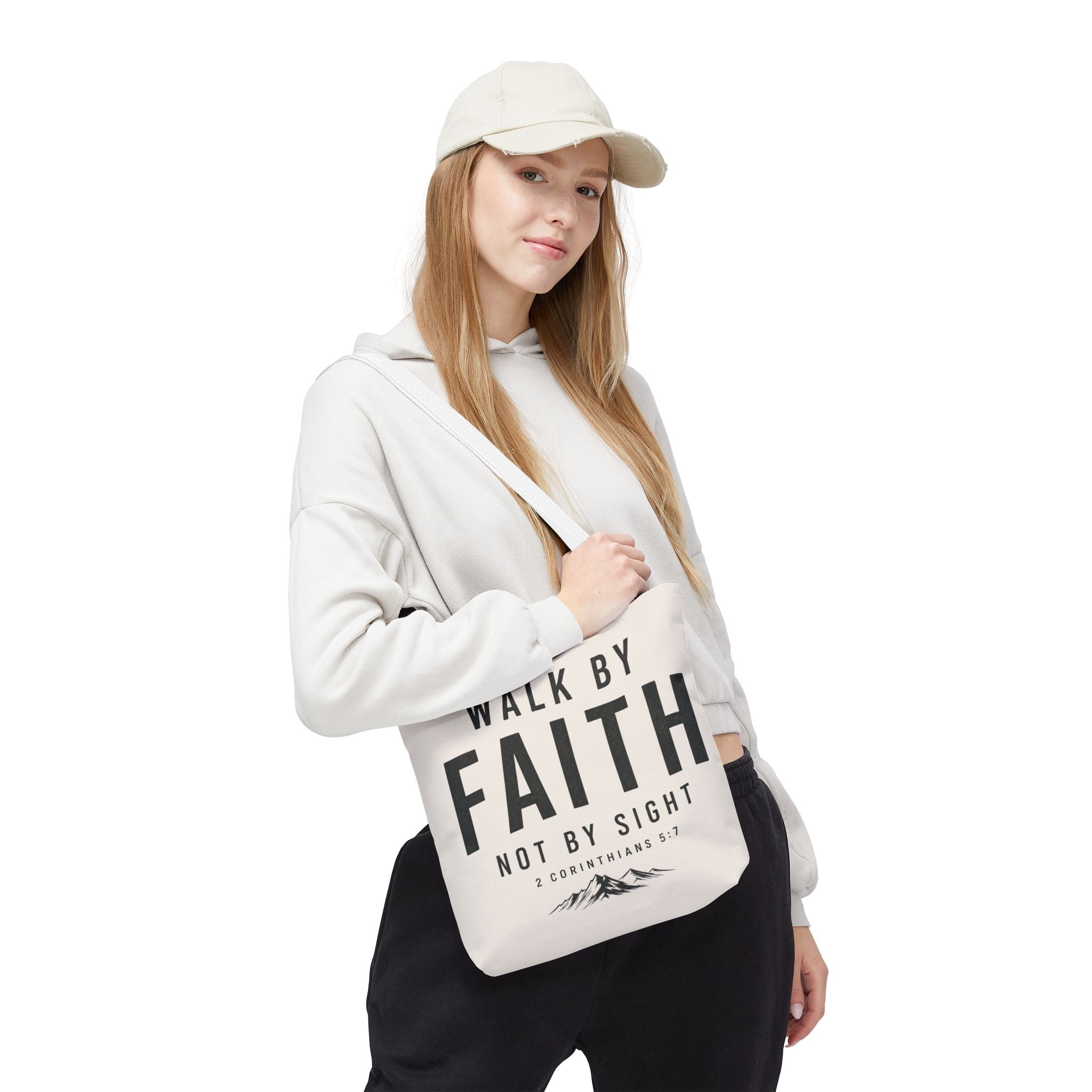 Faith Tote Bag — "Walk by Faith, Not by Sight" Inspirational Scripture Tote