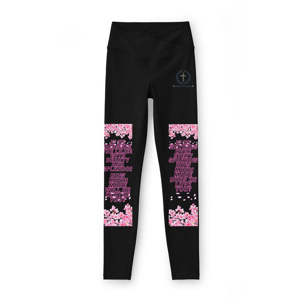 Christian Cross Leggings — "How much more" Faith Workout Tights