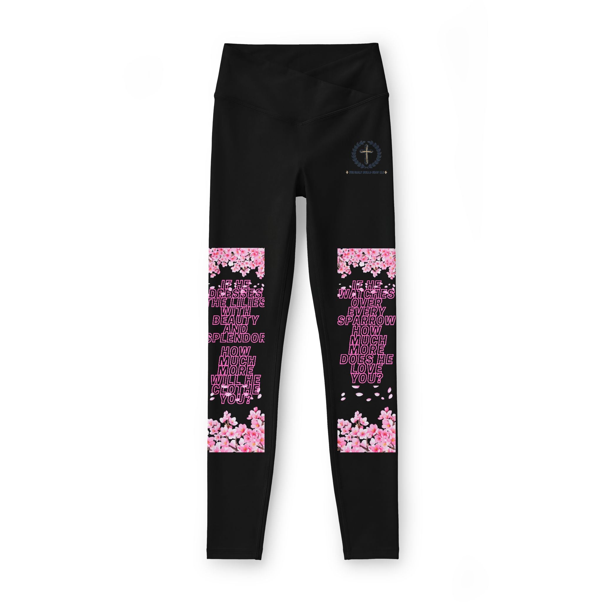 Christian Cross Leggings — "How much more" Faith Workout Tights