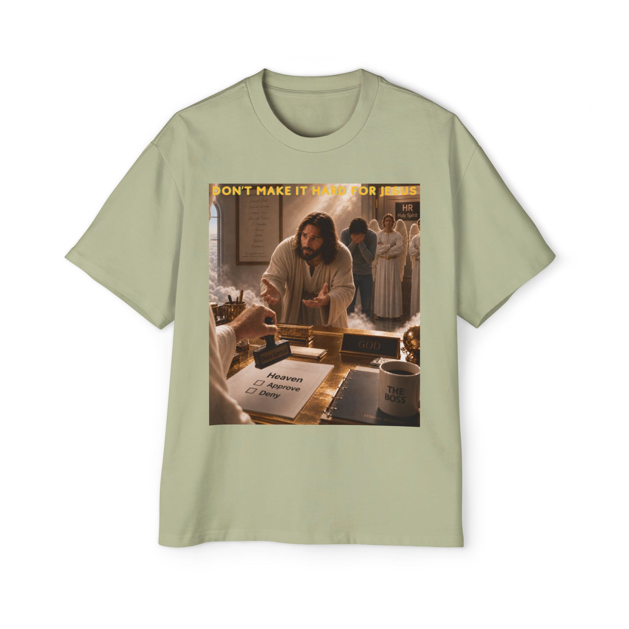 Christian Jesus Graphic Tee — "Don't Make It Hard For Jesus" Oversized Shirt