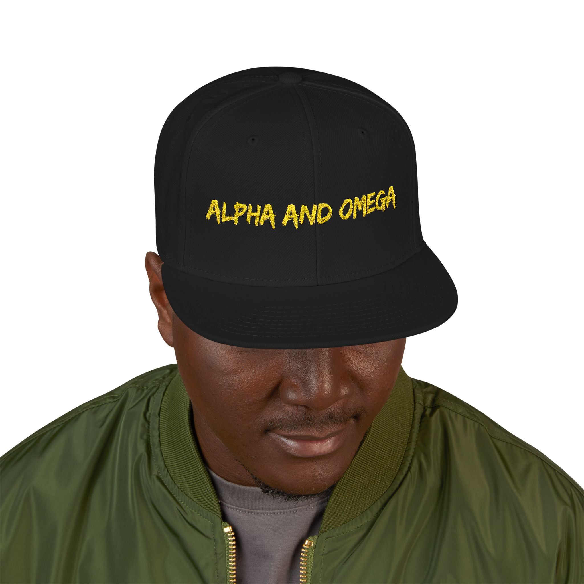 Embroidered "Alpha and Omega" Snapback Hat - Streetwear Trucker Cap