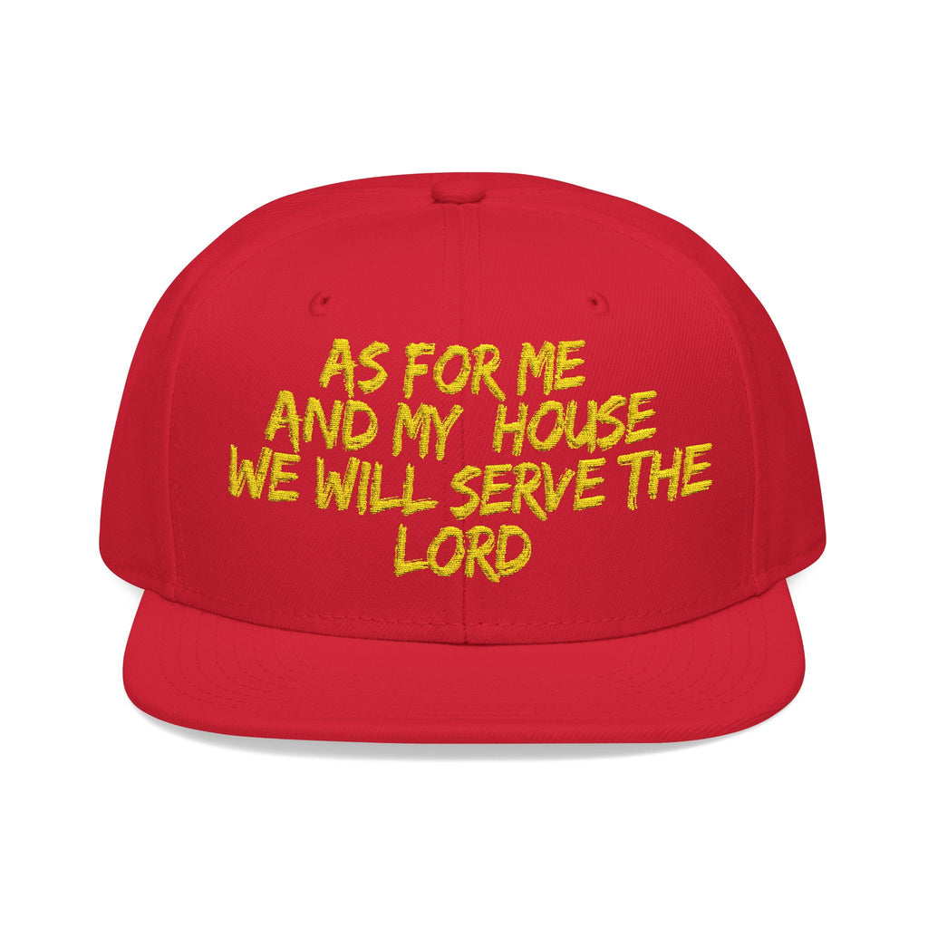 Embroidered Snapback Hat — “As For Me And My House, We Will Serve the Lord” Streetwear Cap