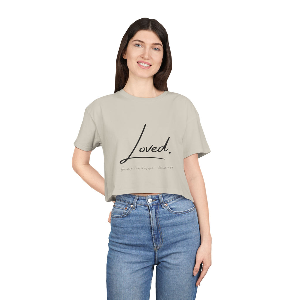 Loved Crop Tee — Christian Faith Message Women’s Cropped Shirt