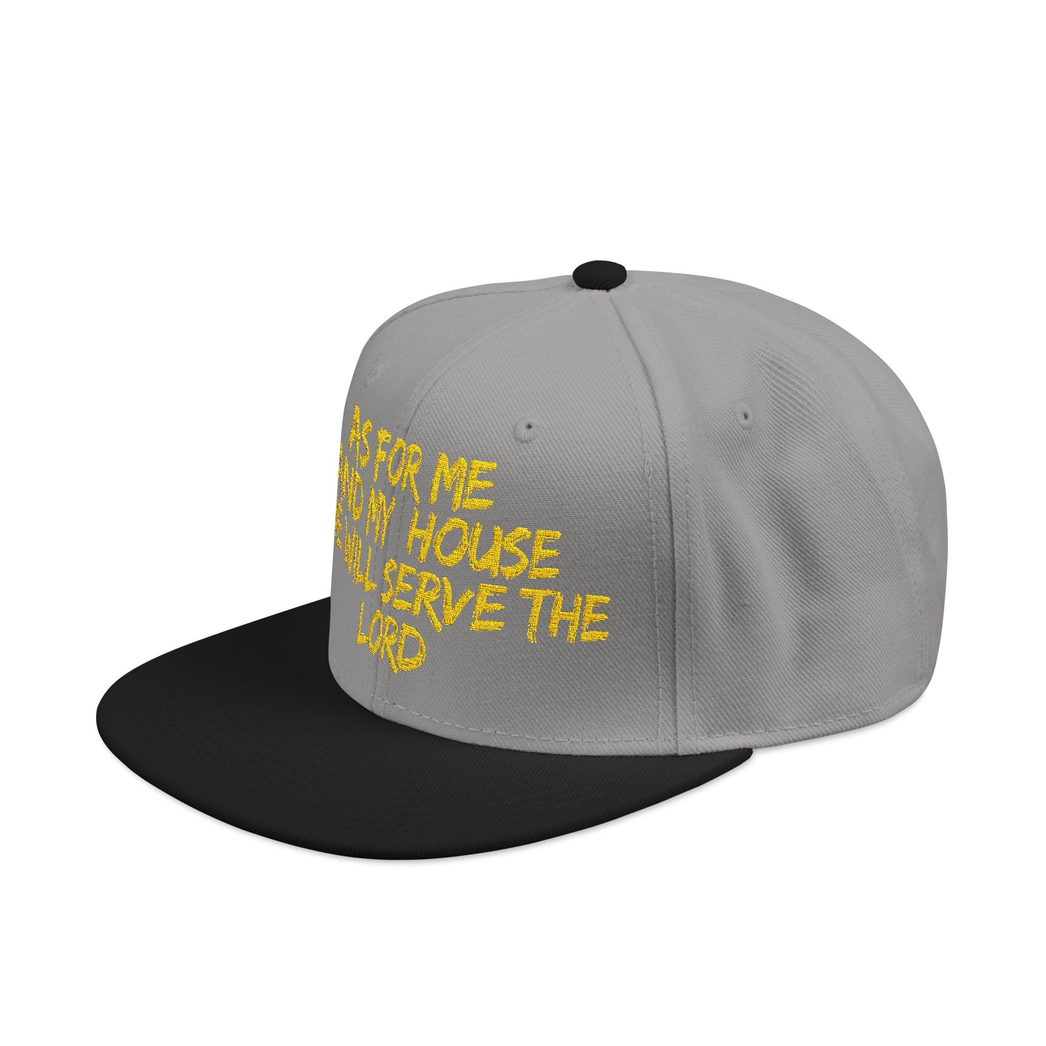 Embroidered Snapback Hat — “As For Me And My House, We Will Serve the Lord” Streetwear Cap