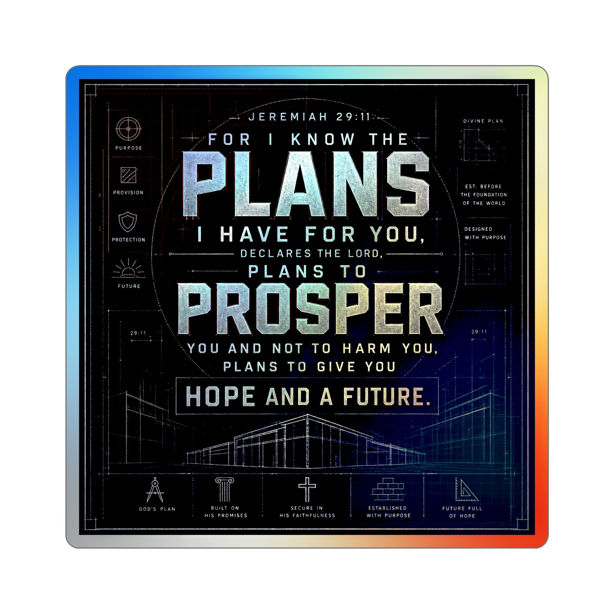 Holographic 'Plans to Prosper' Die-Cut Sticker — Jeremiah 29:11 Inspirational Faith Sticker