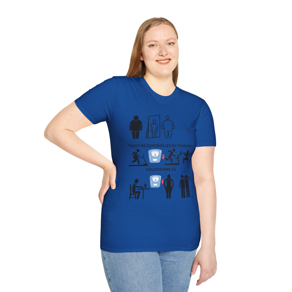T-Shirt — “Don’t Be Controlled By Your Body” Christian Fitness Graphic