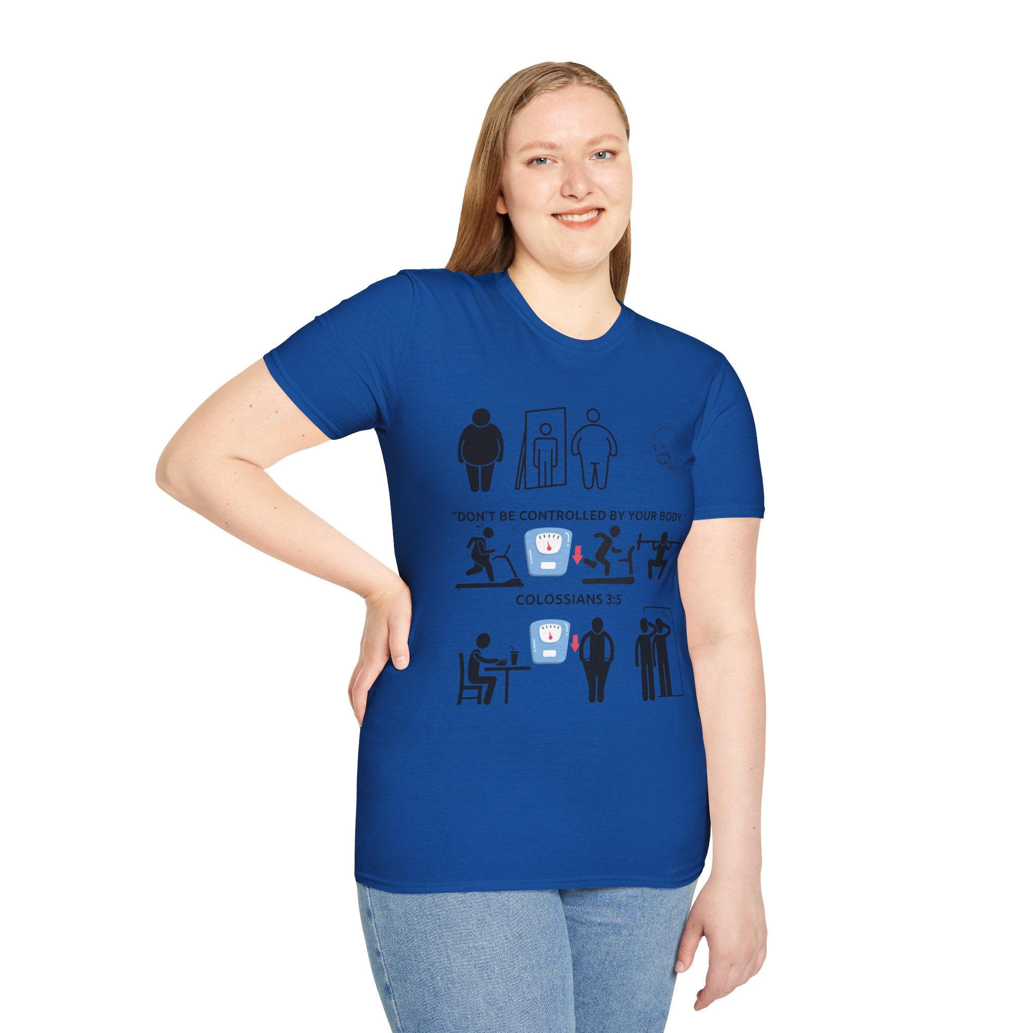 T-Shirt — “Don’t Be Controlled By Your Body” Christian Fitness Graphic