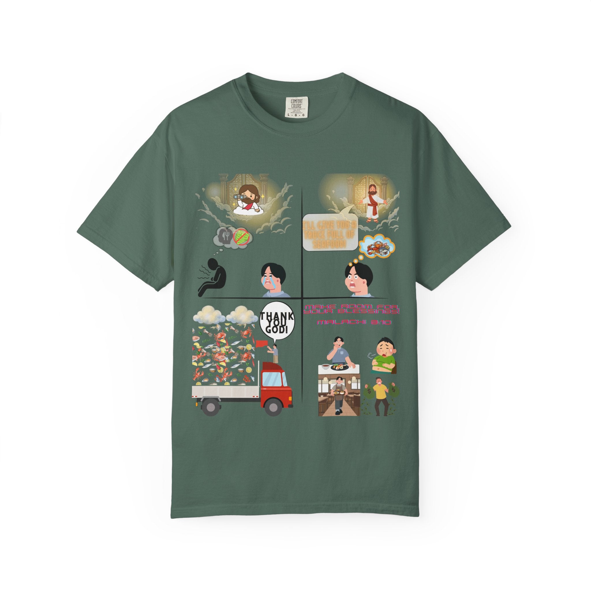 Graphic Panel T-Shirt — Cute Storyboard Illustrations "Make Room For Your Blessings"