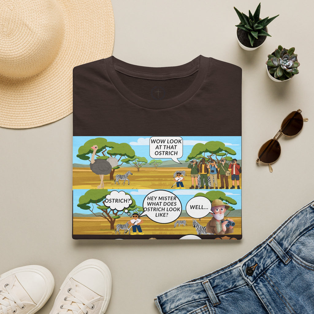T-Shirt — Funny Biblical Ostrich Comic (Habakkuk 2:2-3)