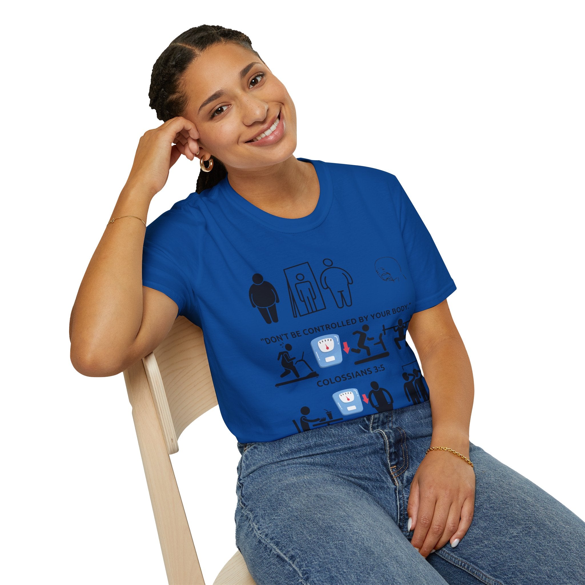 T-Shirt — “Don’t Be Controlled By Your Body” Christian Fitness Graphic
