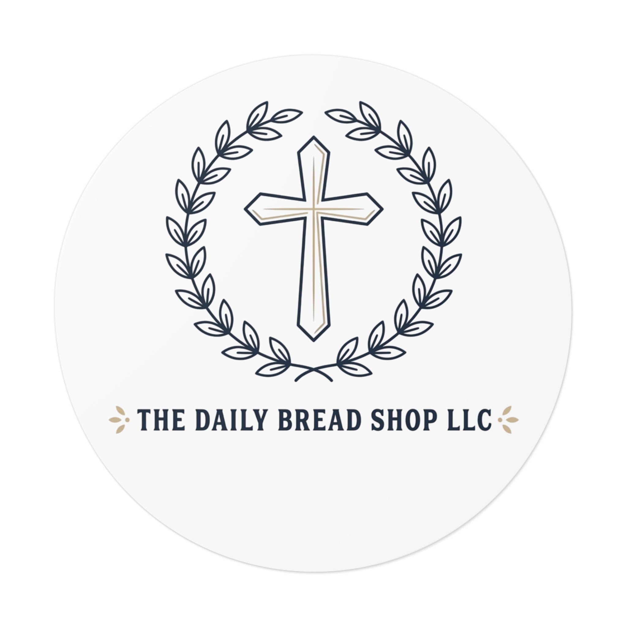 Christian Cross Logo Round Vinyl Sticker — 'The Daily Bread Shop LLC'