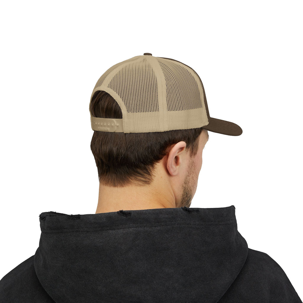 Romans 8:28 Trucker Cap — Christian Faith Snapback Hat Mesh Back