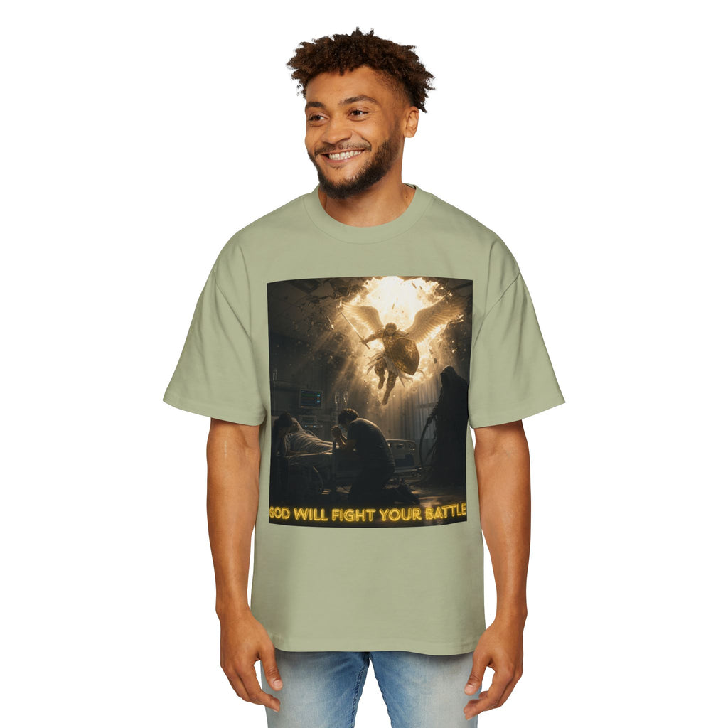 Christian Graphic Tee — "God Will Fight Your Battle" Oversized T‑Shirt