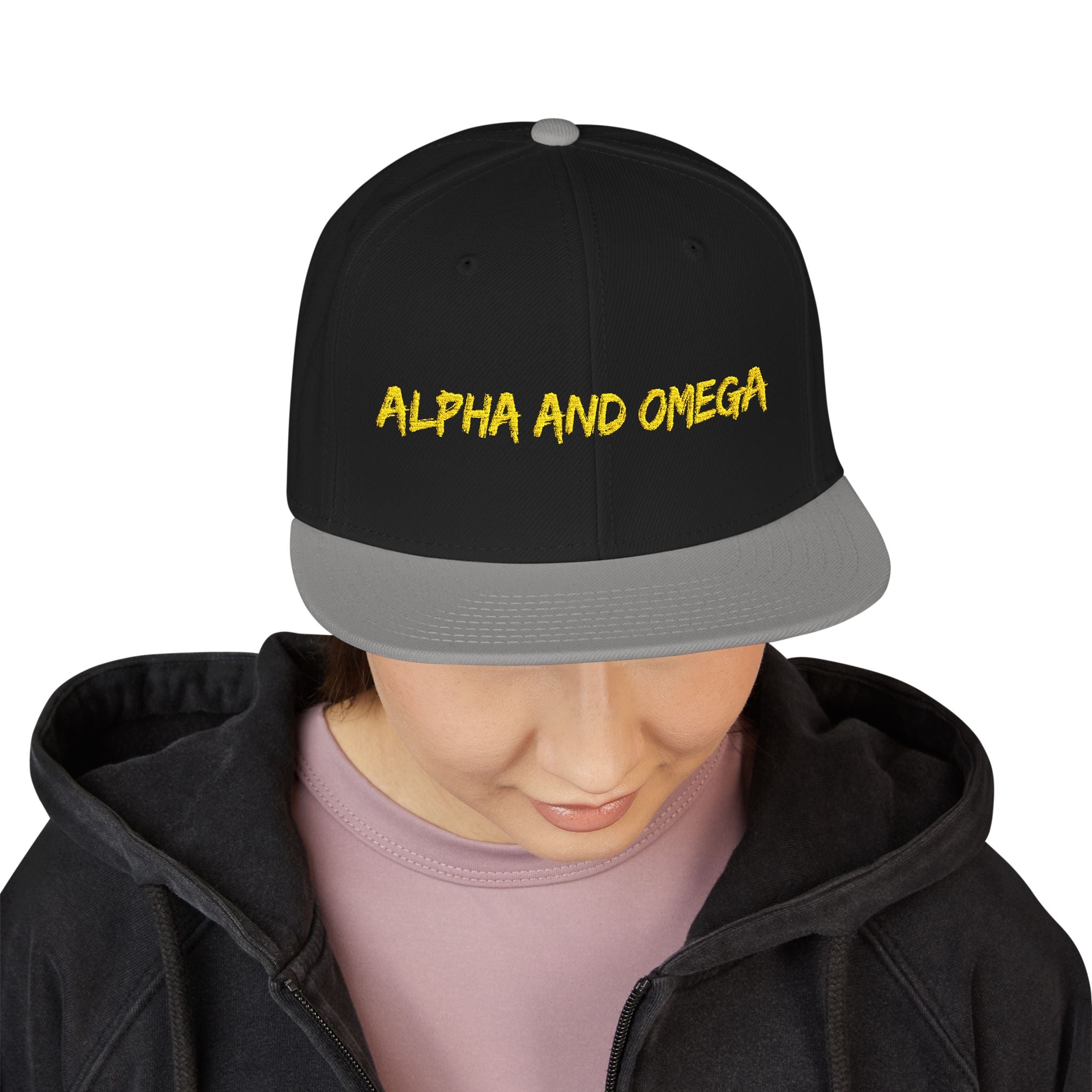 Embroidered "Alpha and Omega" Snapback Hat - Streetwear Trucker Cap