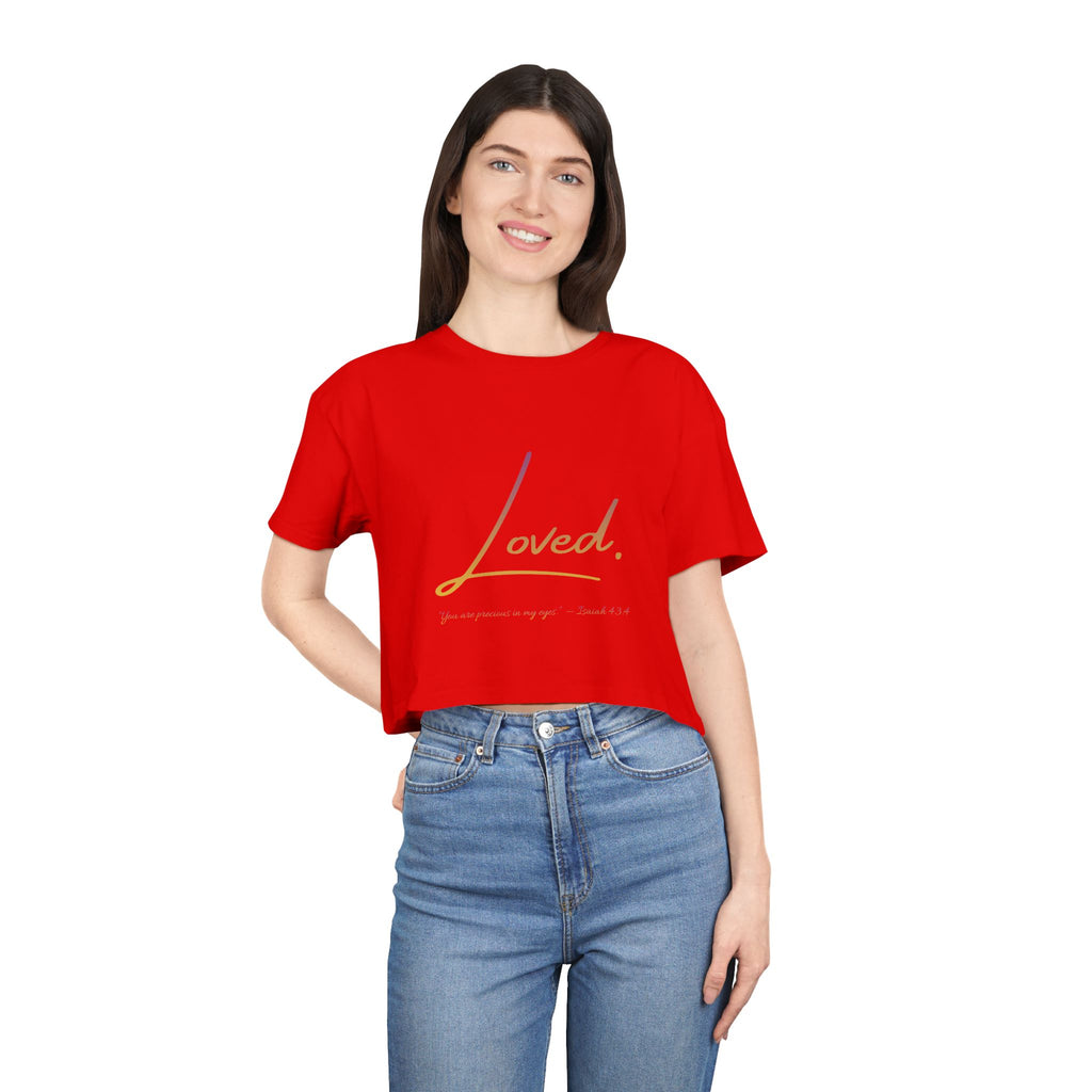 Loved Crop Tee — Christian Faith Message Women’s Cropped Shirt
