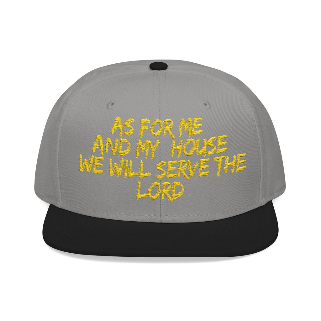 Embroidered Snapback Hat — “As For Me And My House, We Will Serve the Lord” Streetwear Cap