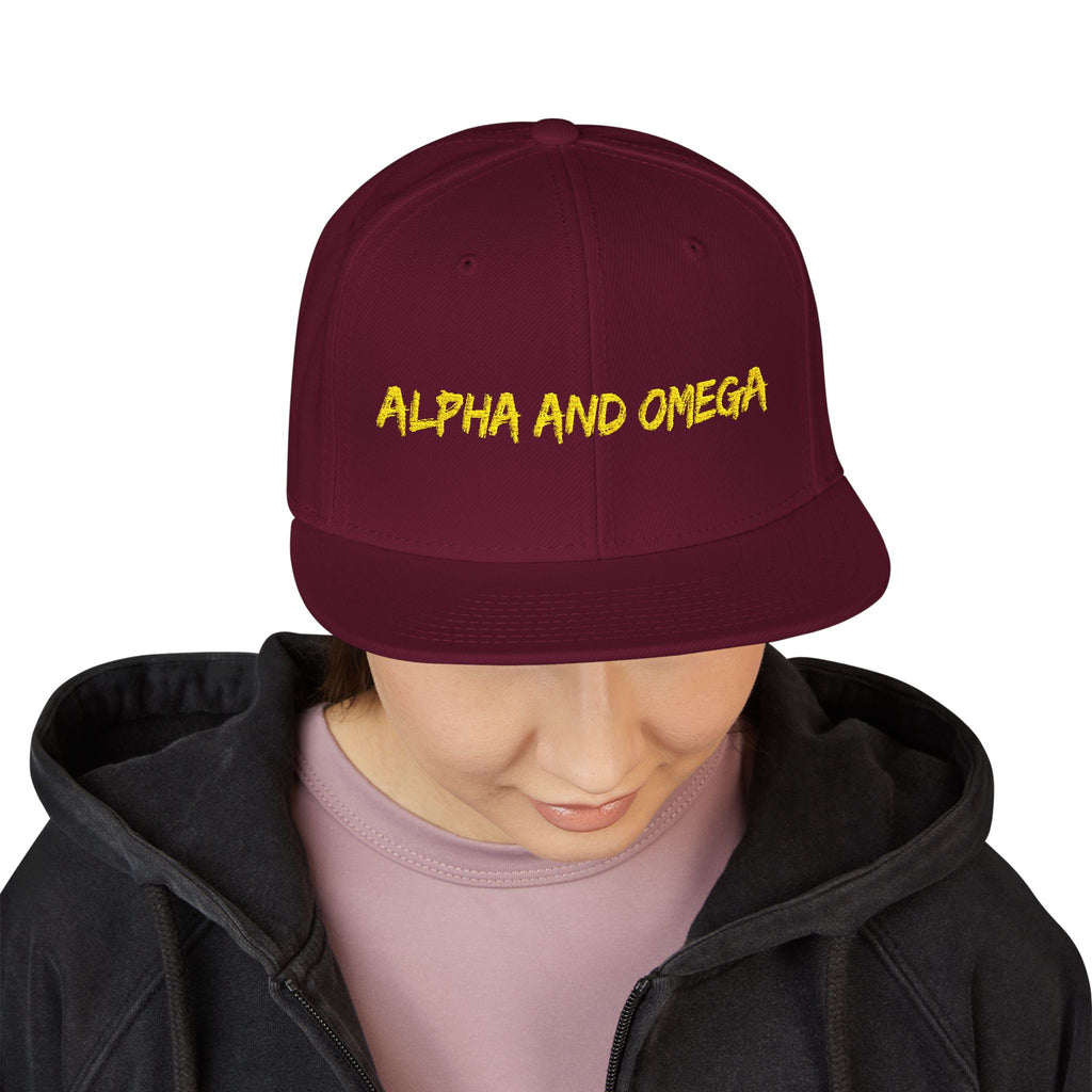Embroidered "Alpha and Omega" Snapback Hat - Streetwear Trucker Cap