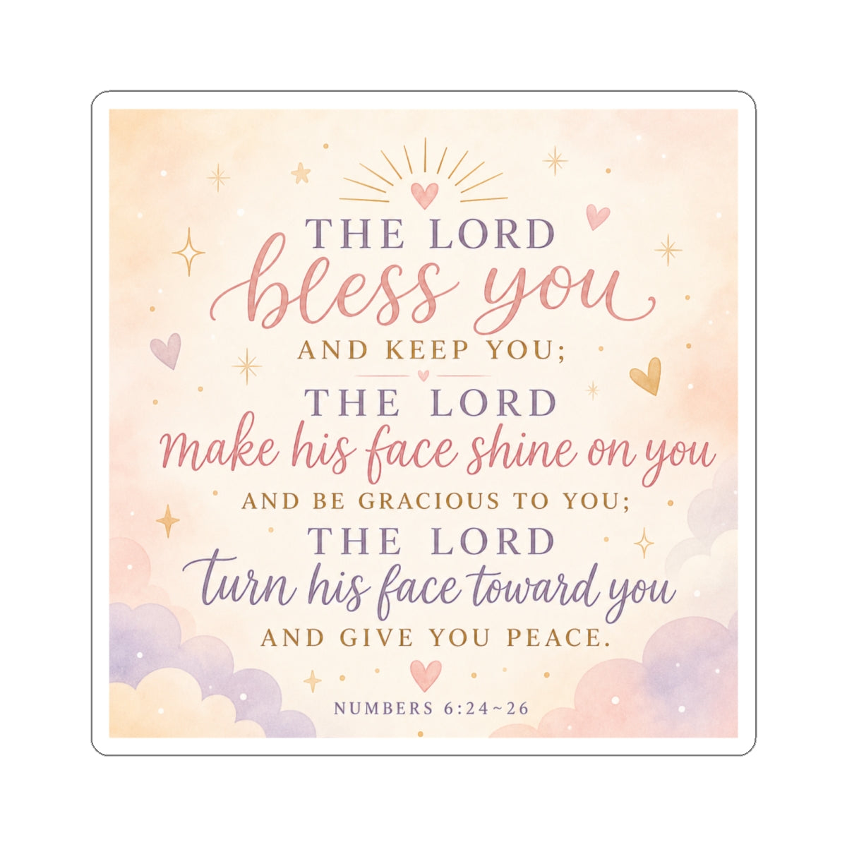 Bless You Bible Verse Sticker — Numbers 6:24-26 Inspirational Kiss-Cut Sticker