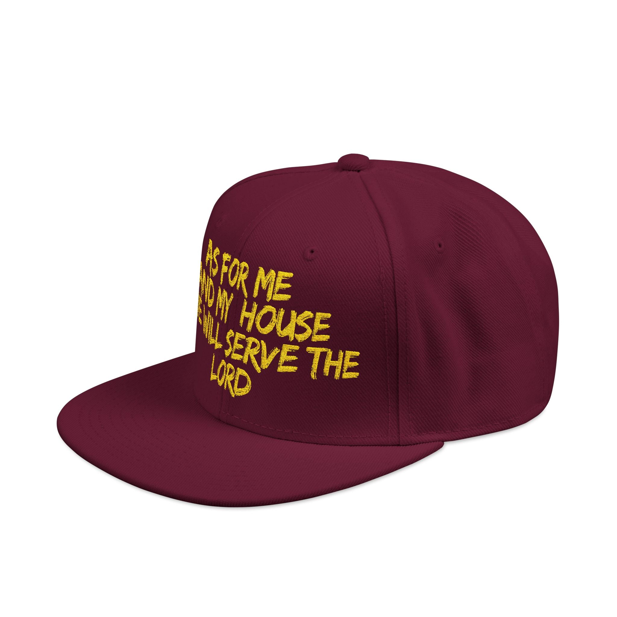 Embroidered Snapback Hat — “As For Me And My House, We Will Serve the Lord” Streetwear Cap