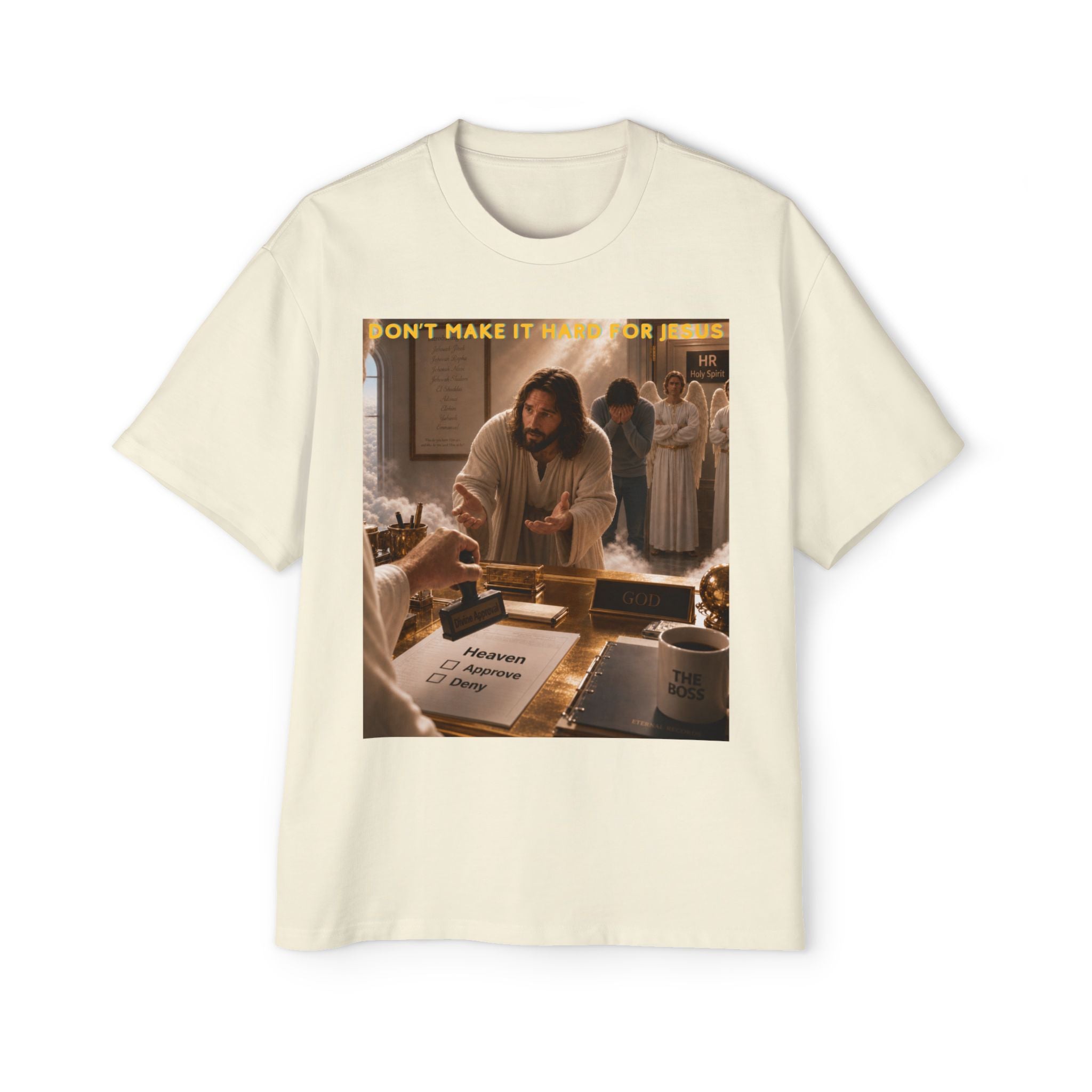 Christian Jesus Graphic Tee — "Don't Make It Hard For Jesus" Oversized Shirt