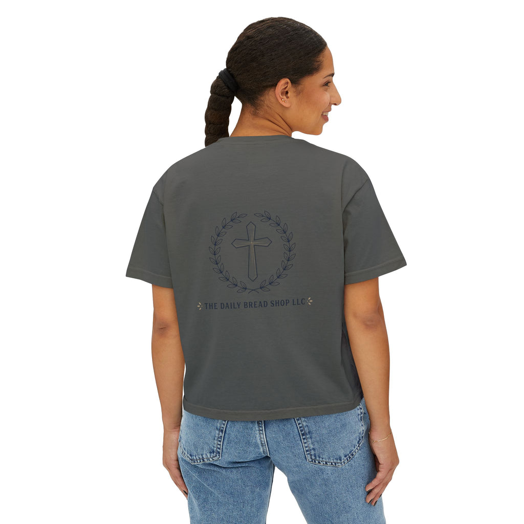Christian Cross Boxy Tee — Write the Vision and Make It Plain KJV
