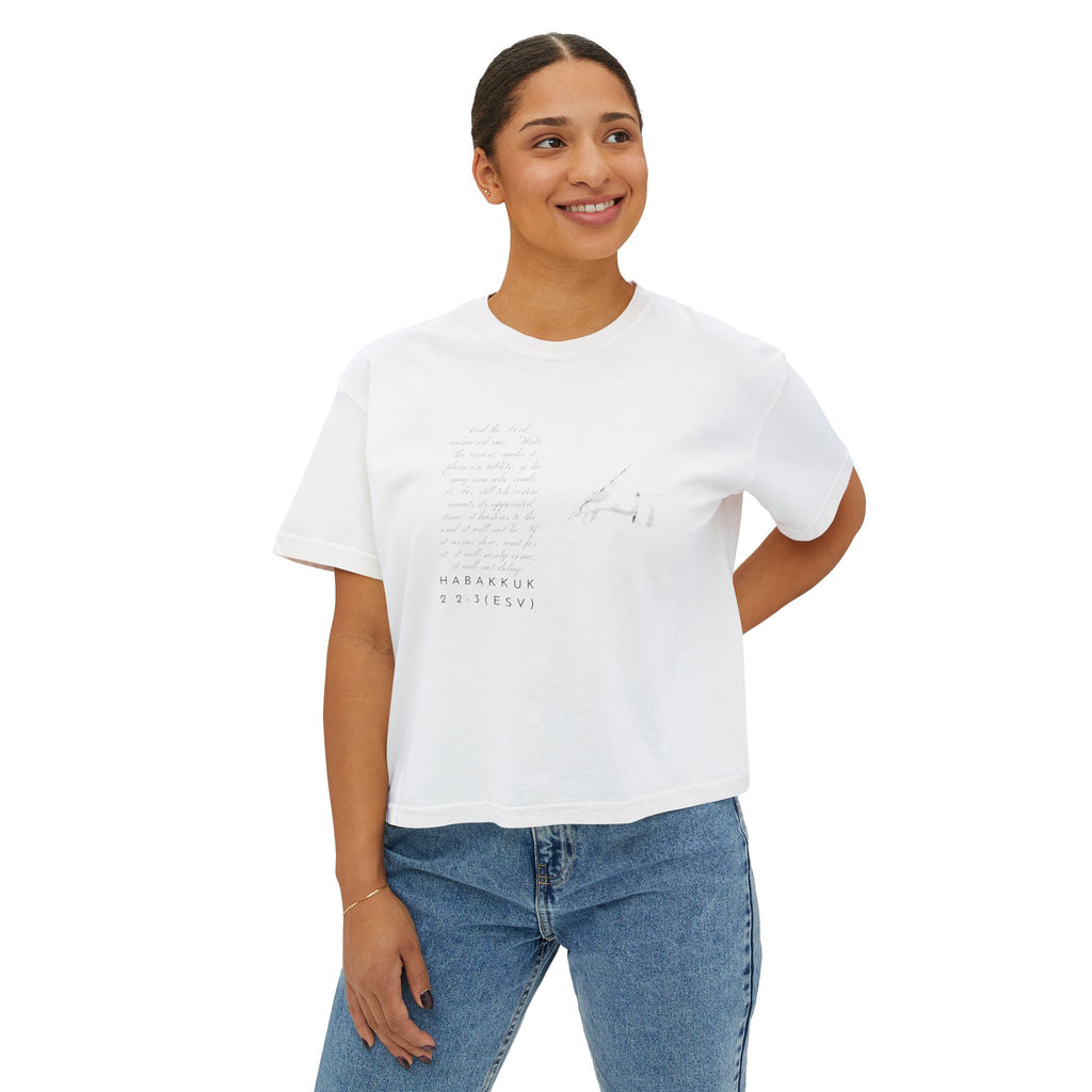 Christian Cross Boxy Tee — Write the Vision and Make It Plain KJV