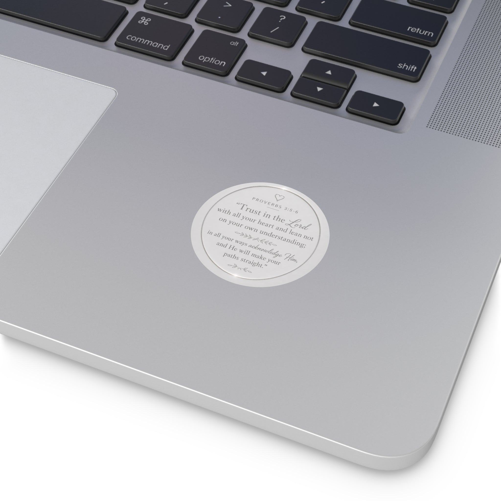 Proverbs 3:5-6 Round Vinyl Sticker — “Trust in the Lord” Inspirational Faith Decal