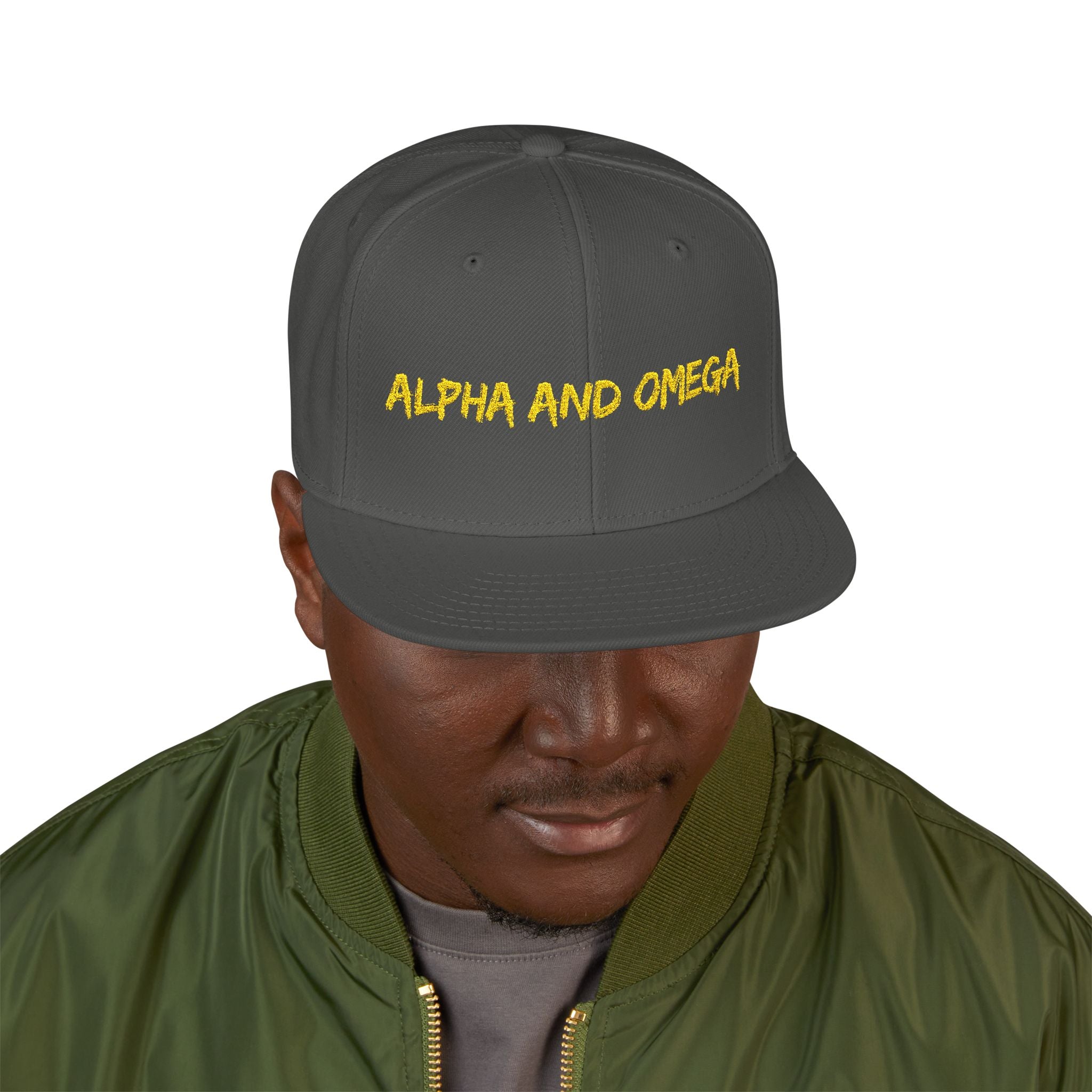 Embroidered "Alpha and Omega" Snapback Hat - Streetwear Trucker Cap