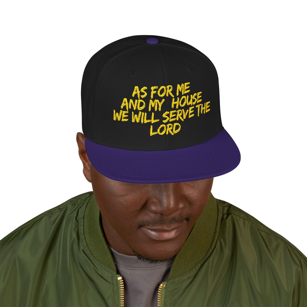 Embroidered Snapback Hat — “As For Me And My House, We Will Serve the Lord” Streetwear Cap