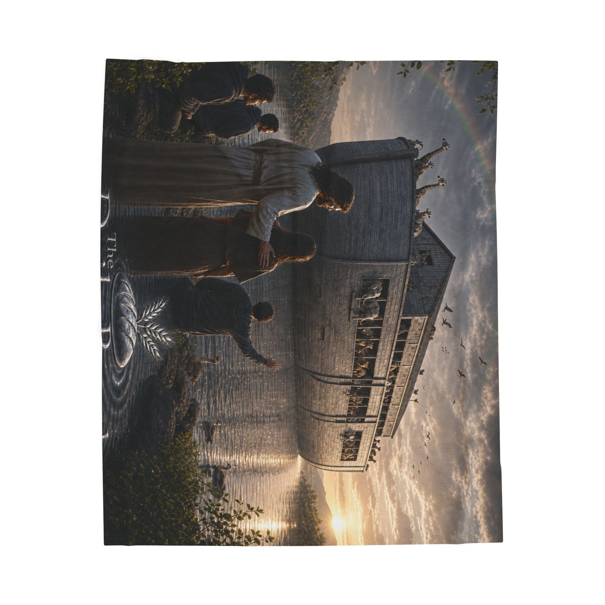Noah's Ark Scene Velveteen Plush Blanket — Family Biblical Noah's Ark Throw