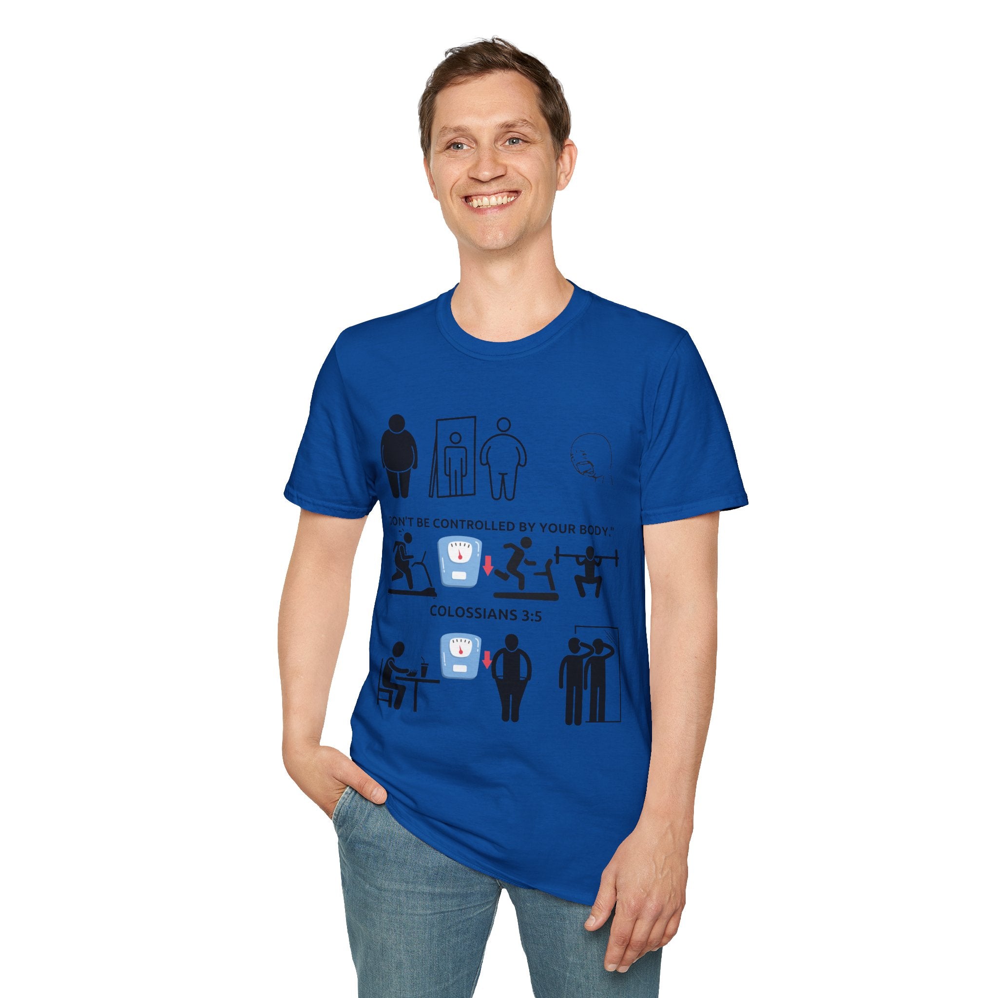 T-Shirt — “Don’t Be Controlled By Your Body” Christian Fitness Graphic