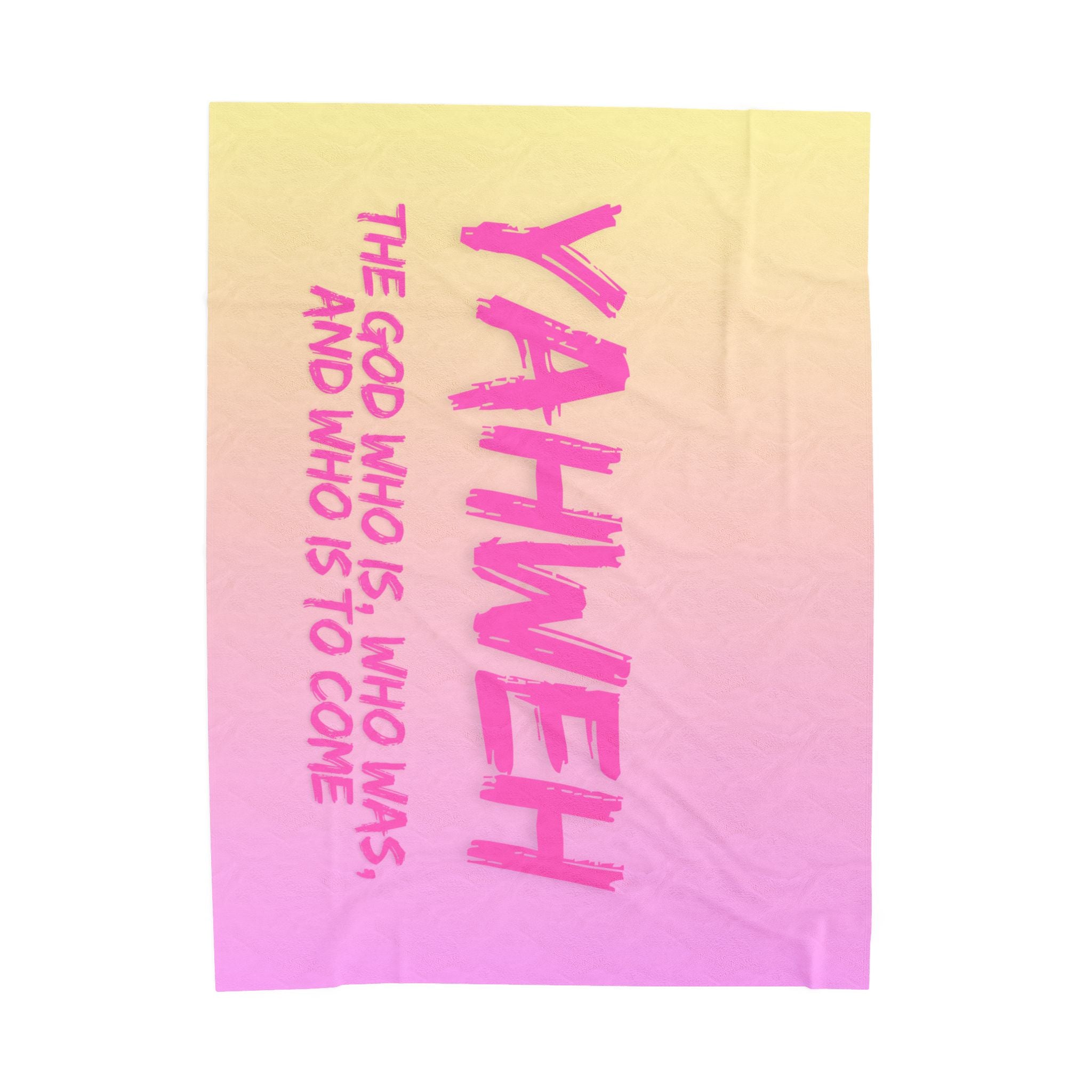 Yahweh Velveteen Plush Blanket – Pink Gradient Faith Throw with Scripture Text