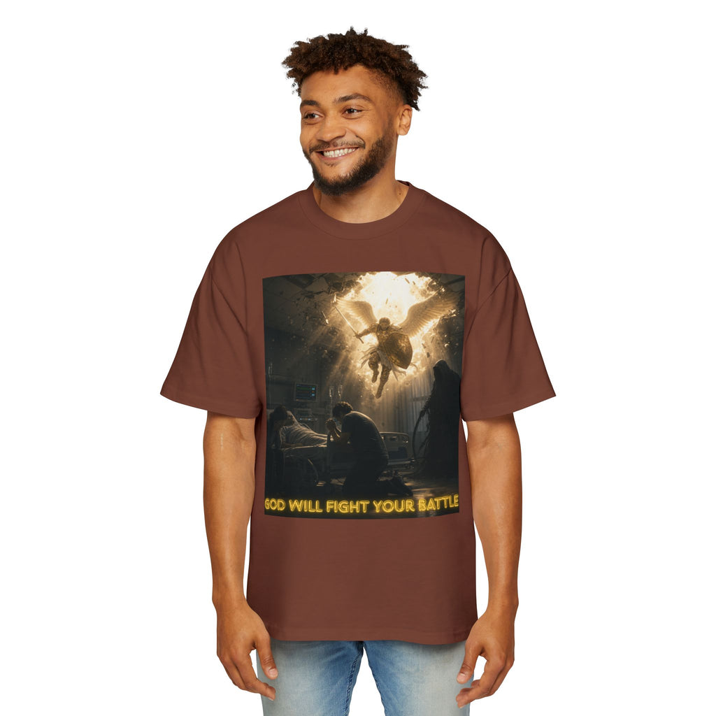 Christian Graphic Tee — "God Will Fight Your Battle" Oversized T‑Shirt