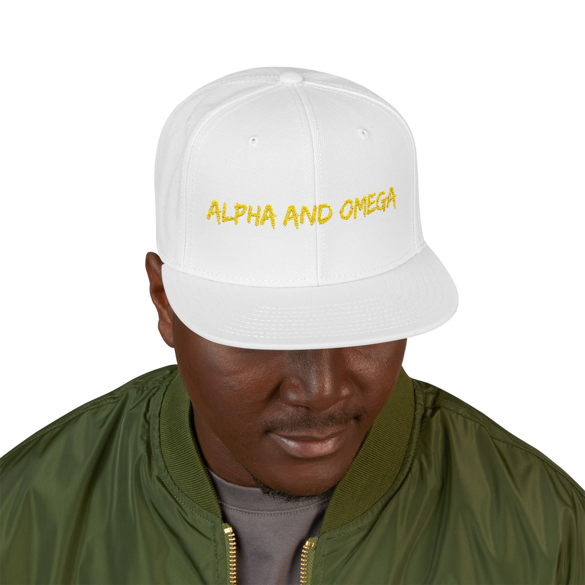 Embroidered "Alpha and Omega" Snapback Hat - Streetwear Trucker Cap