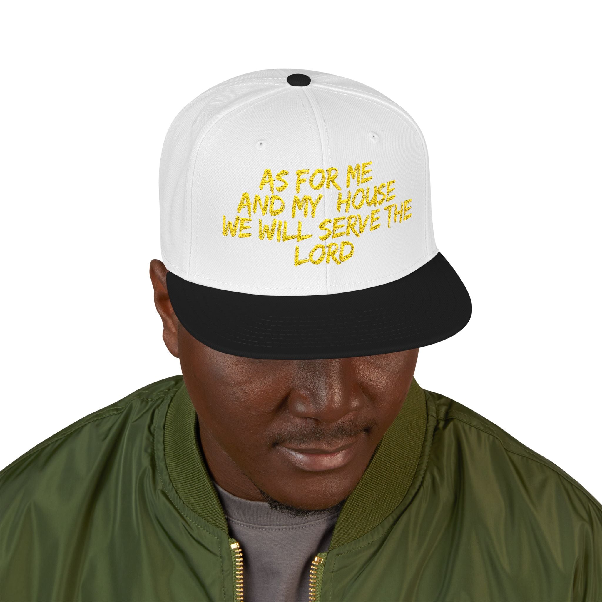Embroidered Snapback Hat — “As For Me And My House, We Will Serve the Lord” Streetwear Cap