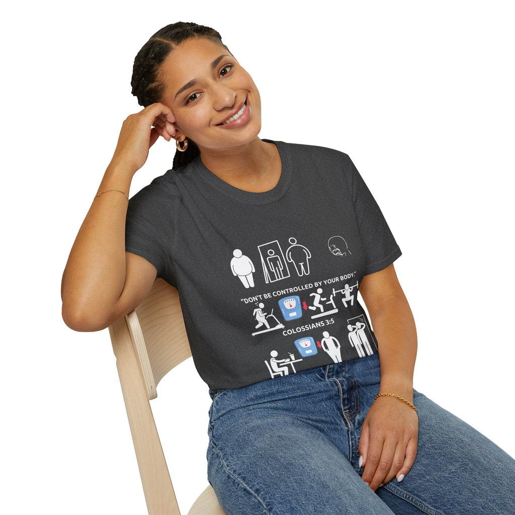 T-Shirt — “Don’t Be Controlled By Your Body” Christian Fitness Graphic