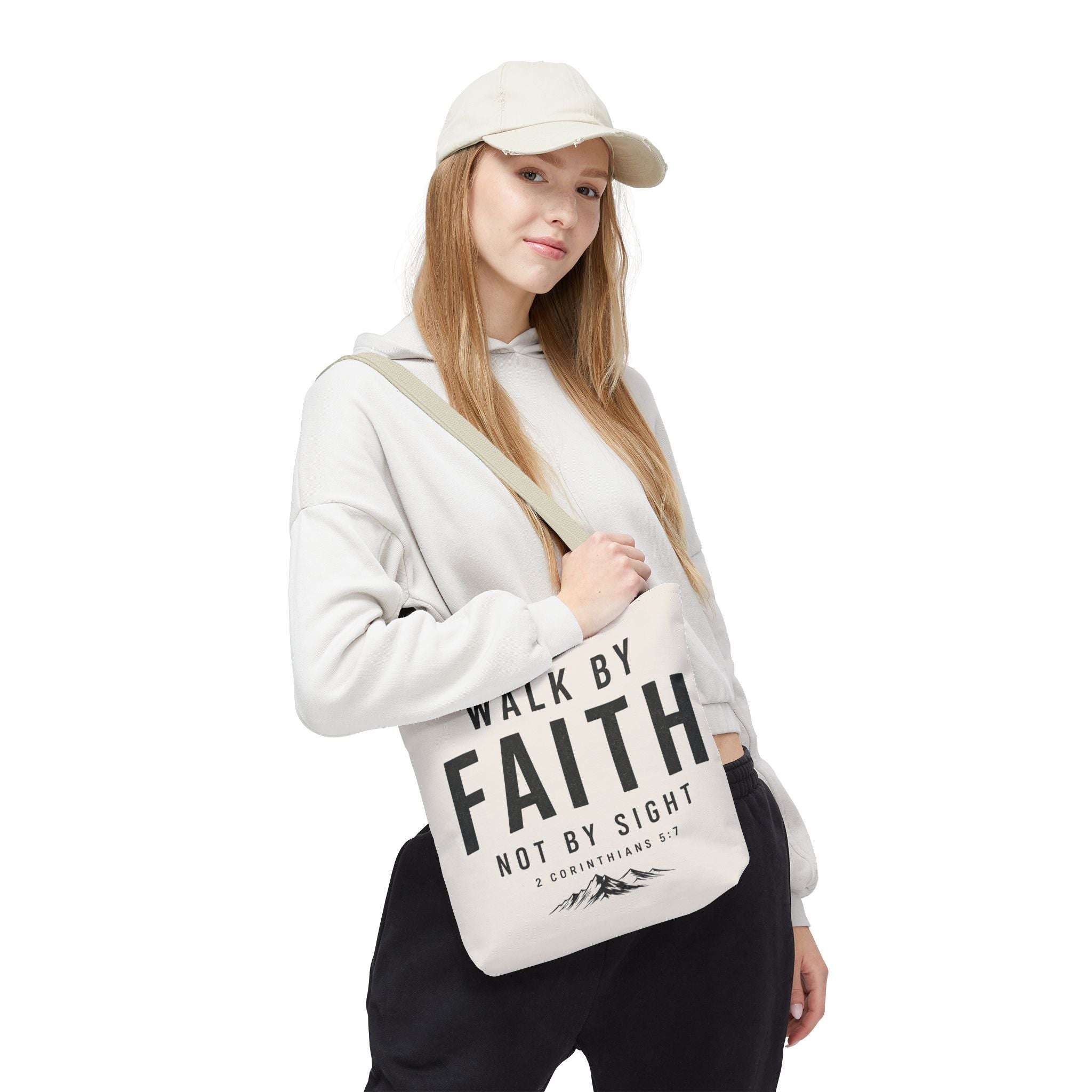 Faith Tote Bag — "Walk by Faith, Not by Sight" Inspirational Scripture Tote