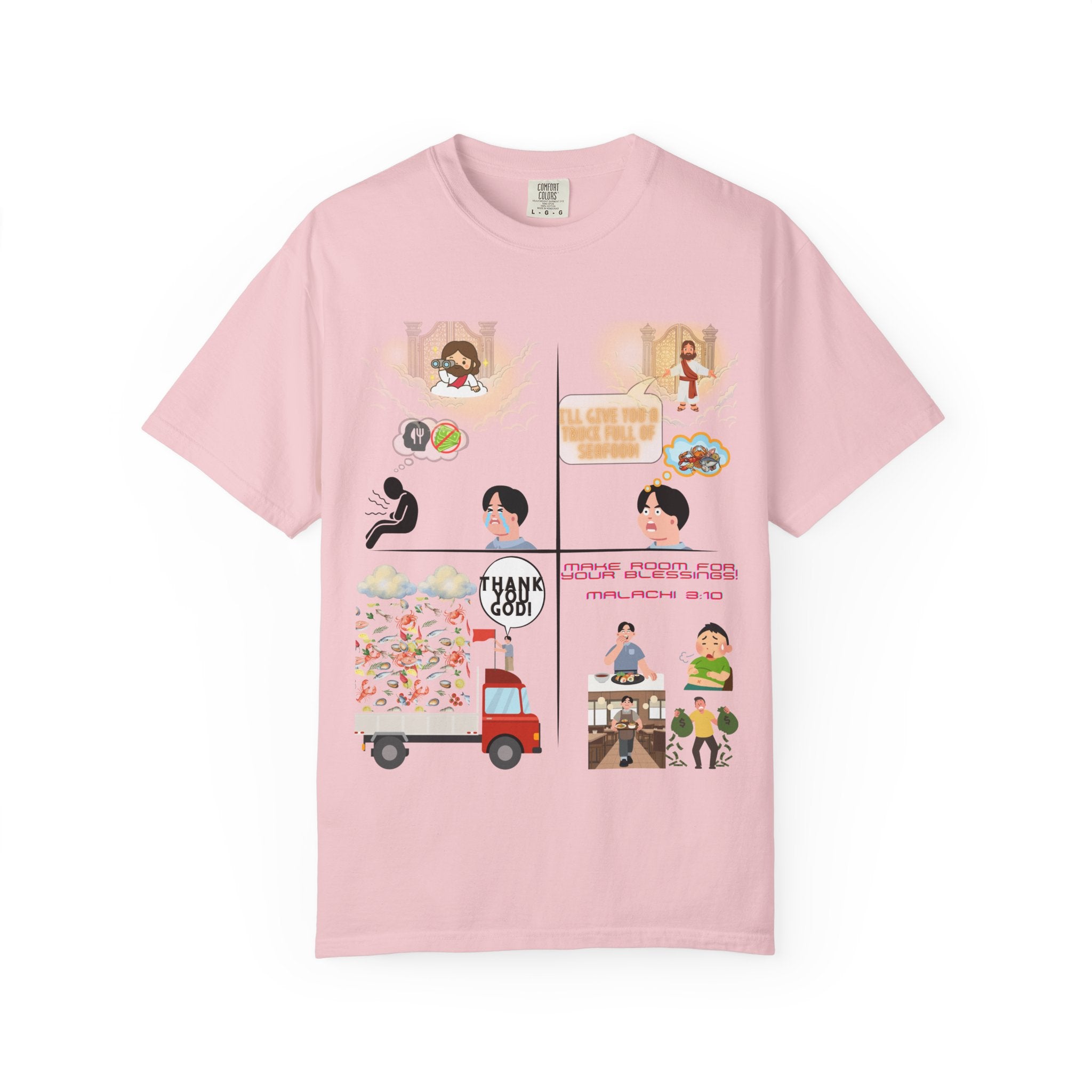 Graphic Panel T-Shirt — Cute Storyboard Illustrations "Make Room For Your Blessings"