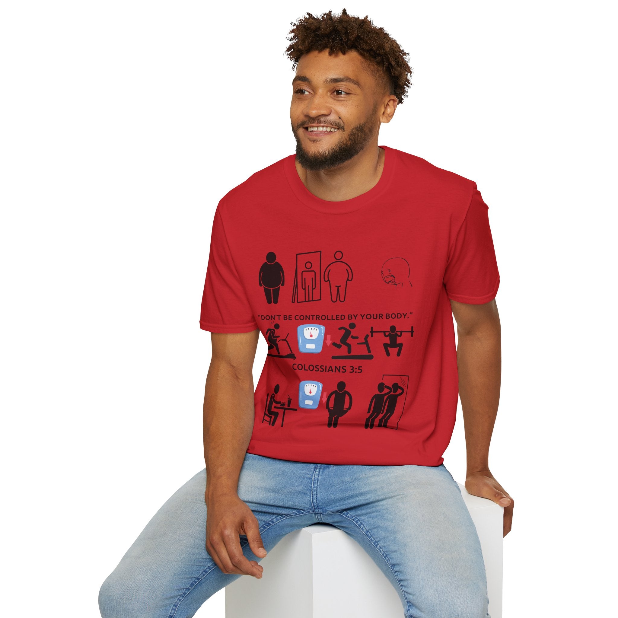T-Shirt — “Don’t Be Controlled By Your Body” Christian Fitness Graphic