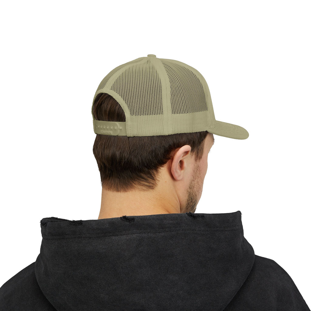 Romans 8:28 Trucker Cap — Christian Faith Snapback Hat Mesh Back