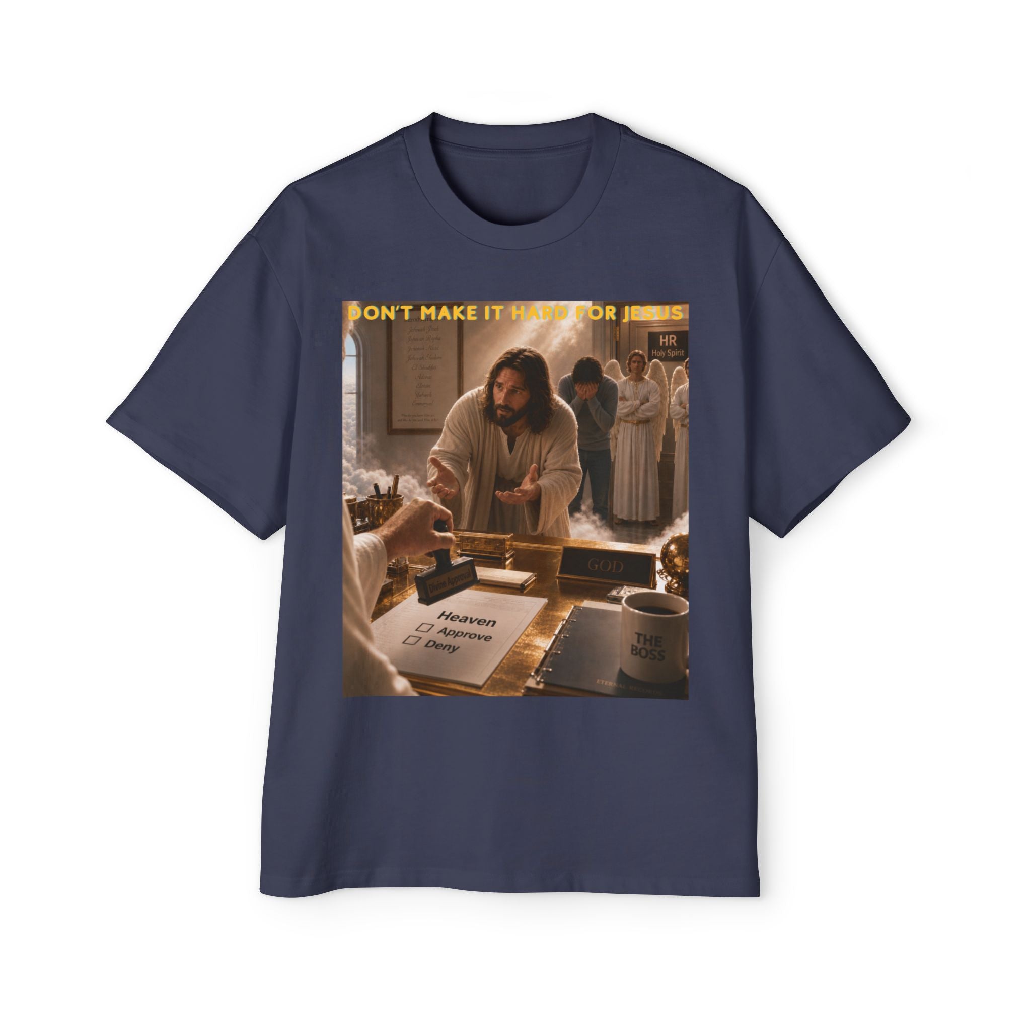 Christian Jesus Graphic Tee — "Don't Make It Hard For Jesus" Oversized Shirt