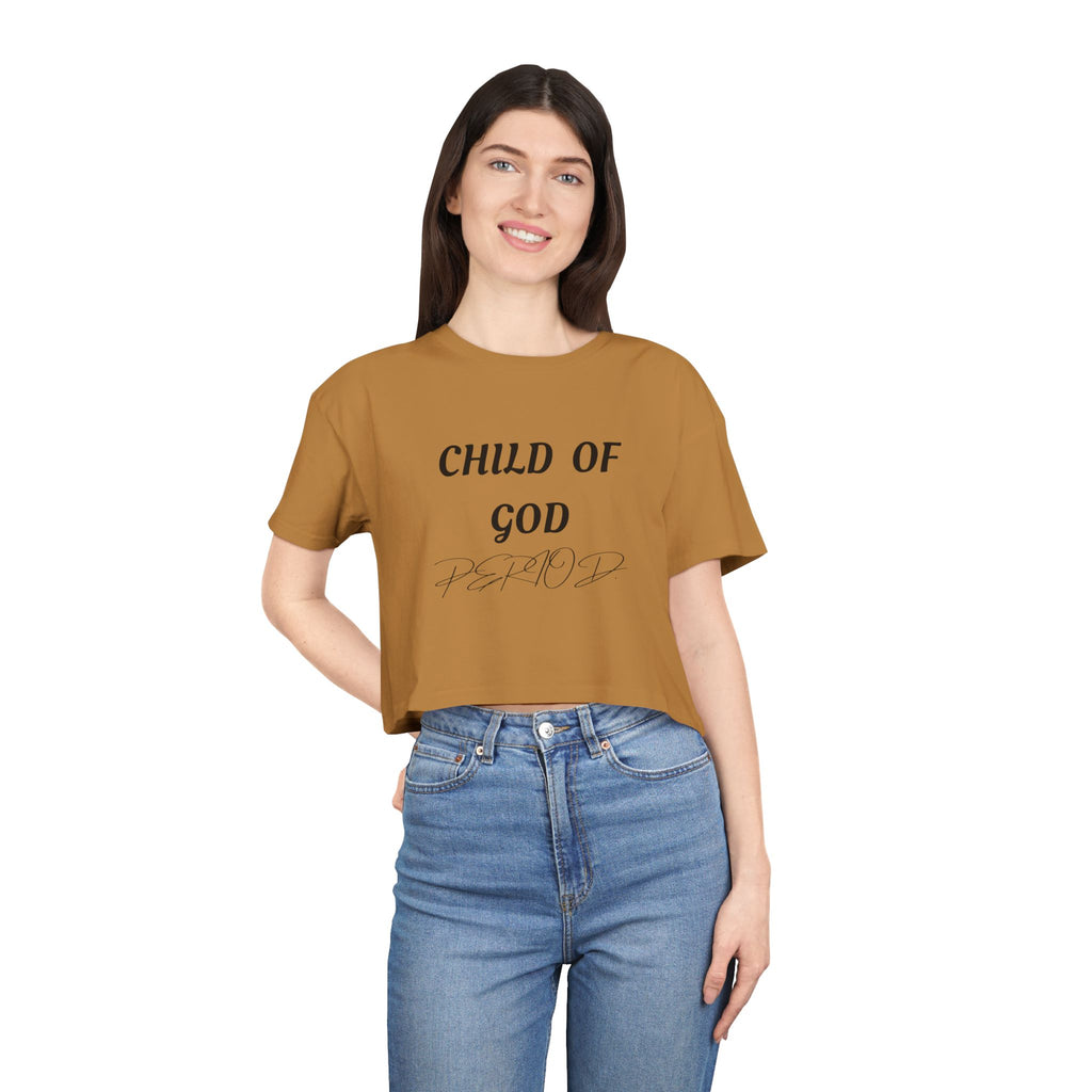 Child of God Crop Tee — "God Don't Play Bout Me" Christian Faith Women's Crop Top