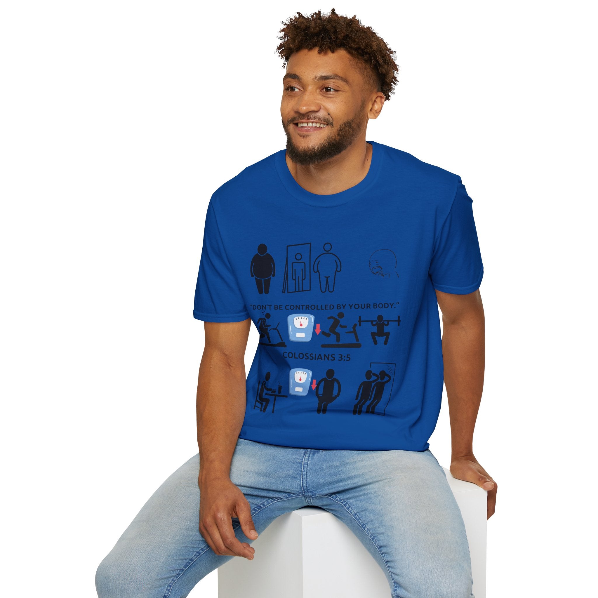 T-Shirt — “Don’t Be Controlled By Your Body” Christian Fitness Graphic