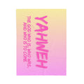 Yahweh Velveteen Plush Blanket – Pink Gradient Faith Throw with Scripture Text