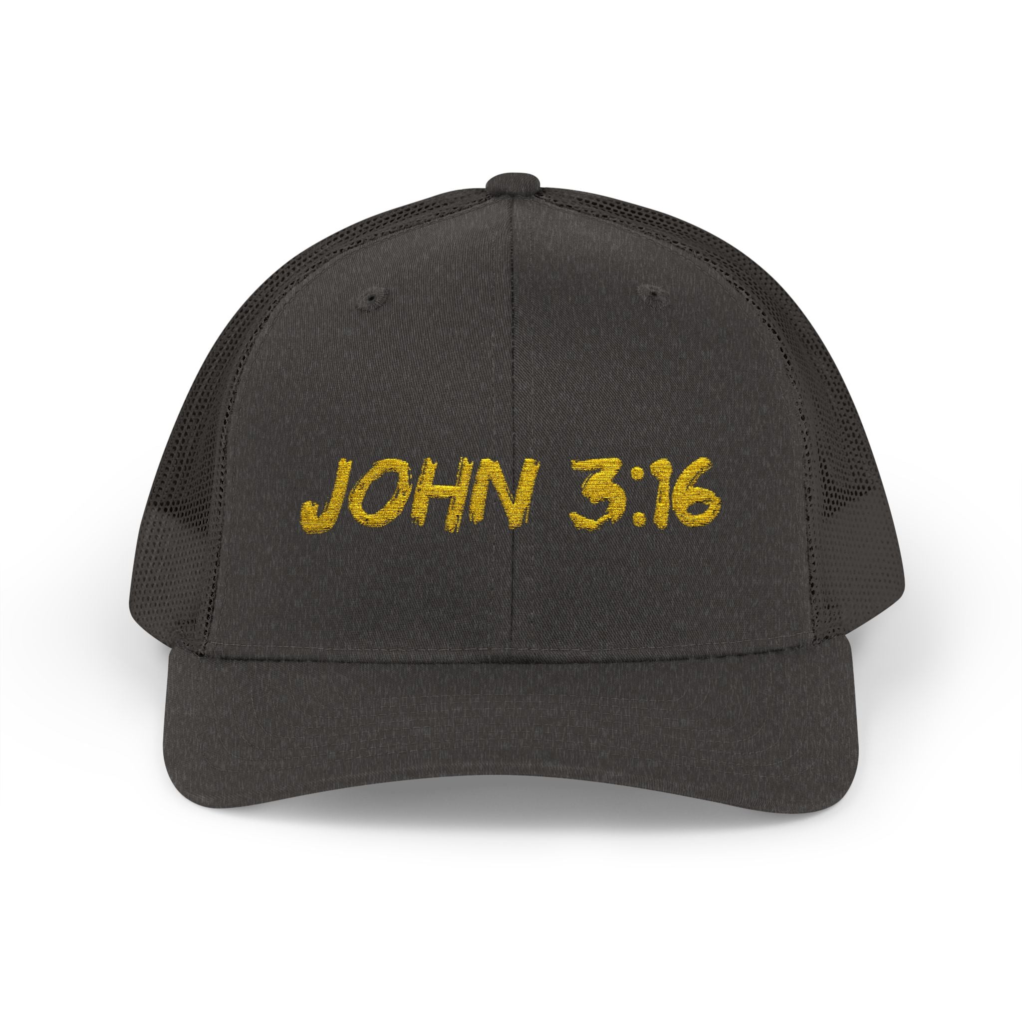 John 3:16 Trucker Cap — Embroidered Christian Snapback Mesh back Hat