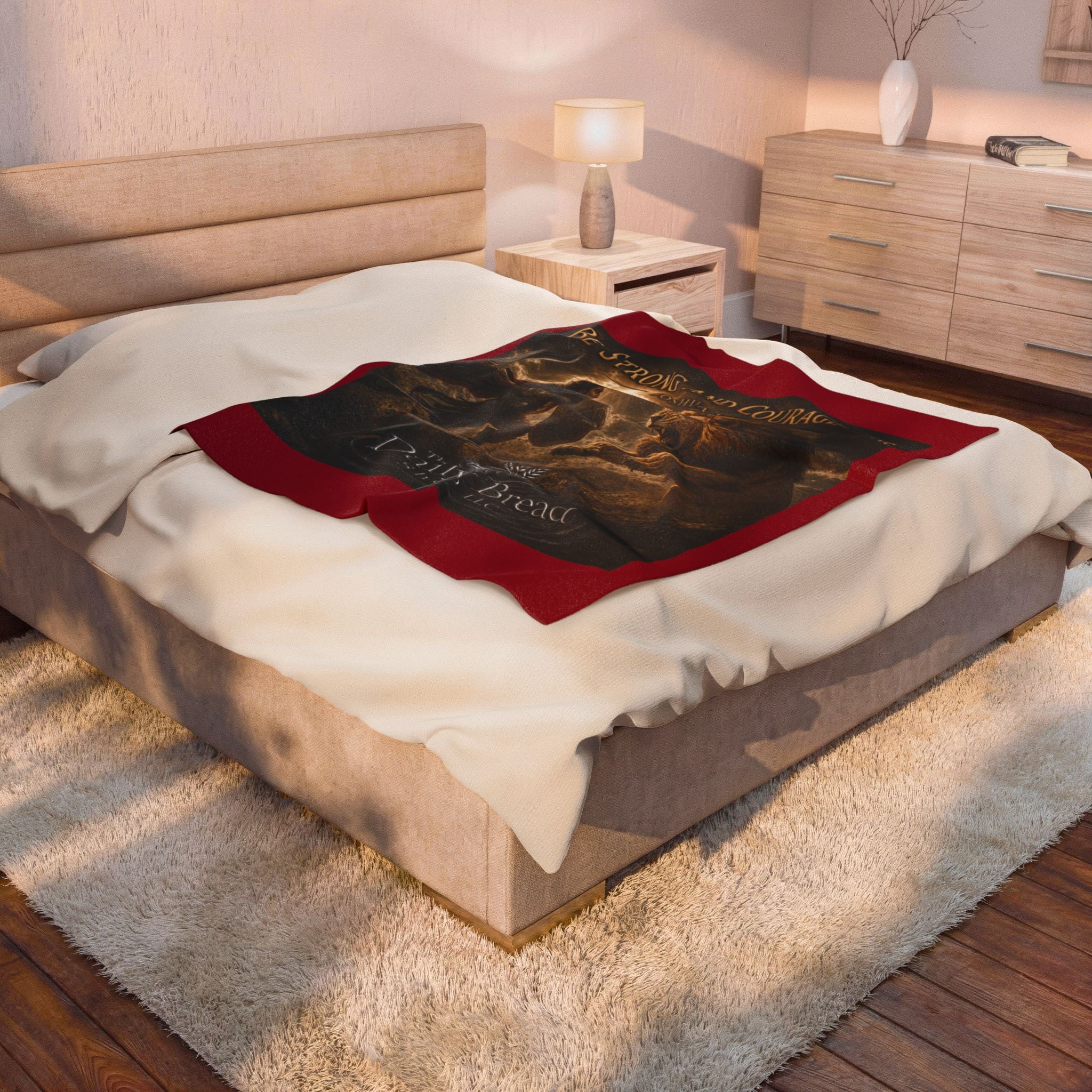 Velveteen Blanket - "Be Strong and Courageous" Inspirational Joshua 1:9 Plush Throw